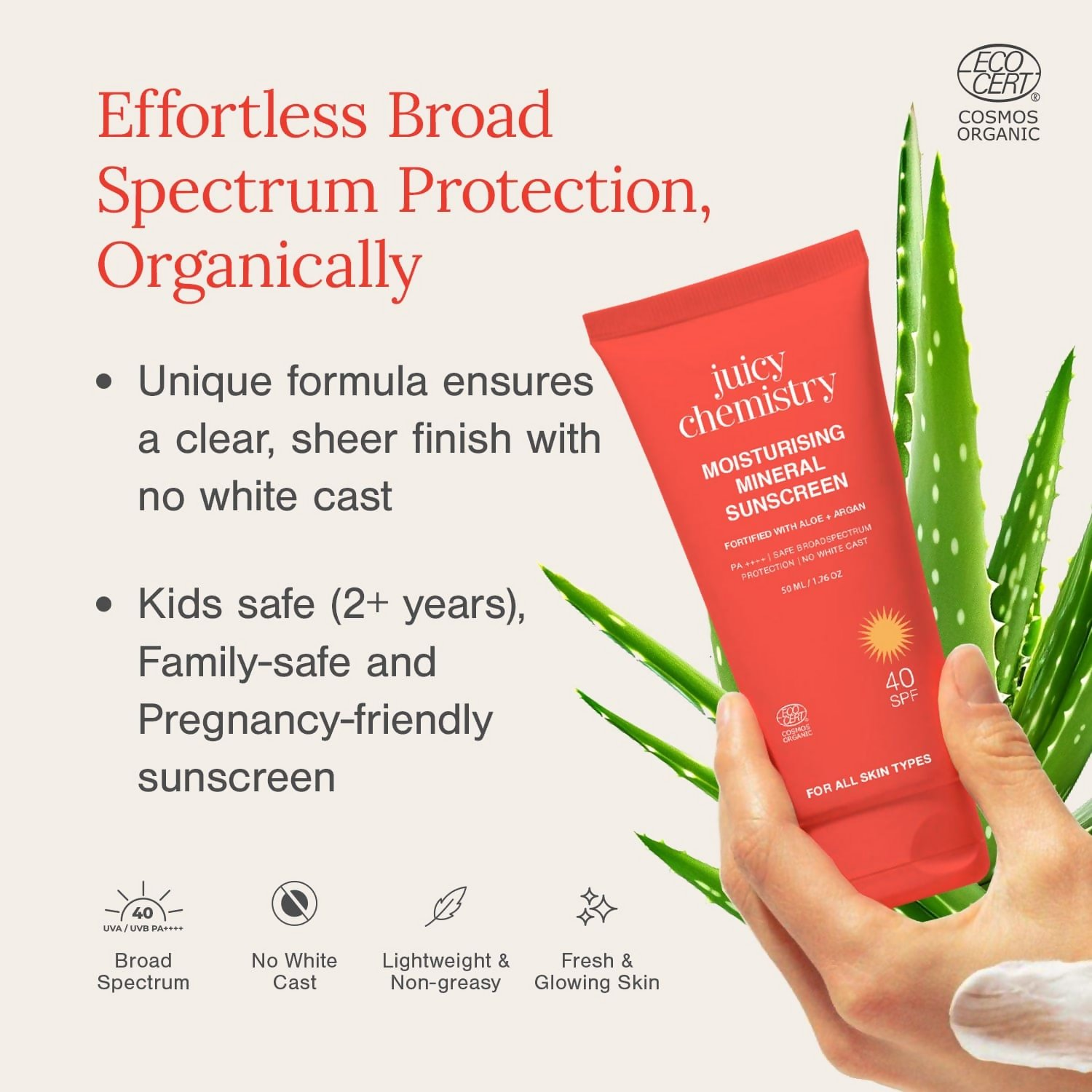 Juicy Chemistry Moisturising Mineral Sunscreen SPF 40 PA++++