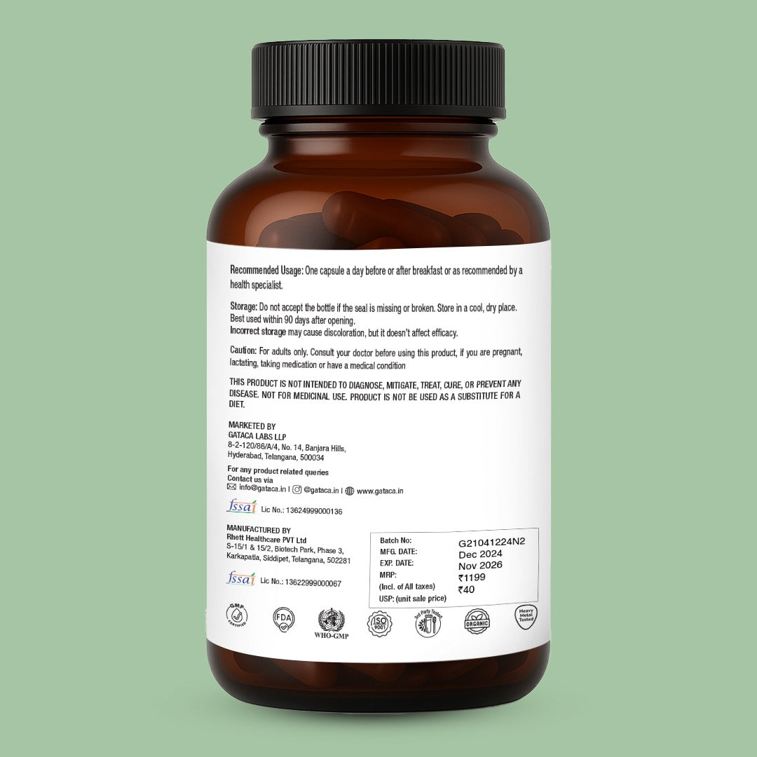 GATACA Pure β-NMN - 250 mg Capsules, Backed by 21 Patents
