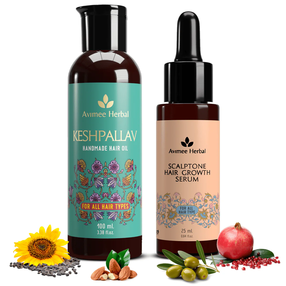 Avimee Herbal Keshpallav Hair Oil And Scalptone Hair Growth Serum Combo -combo