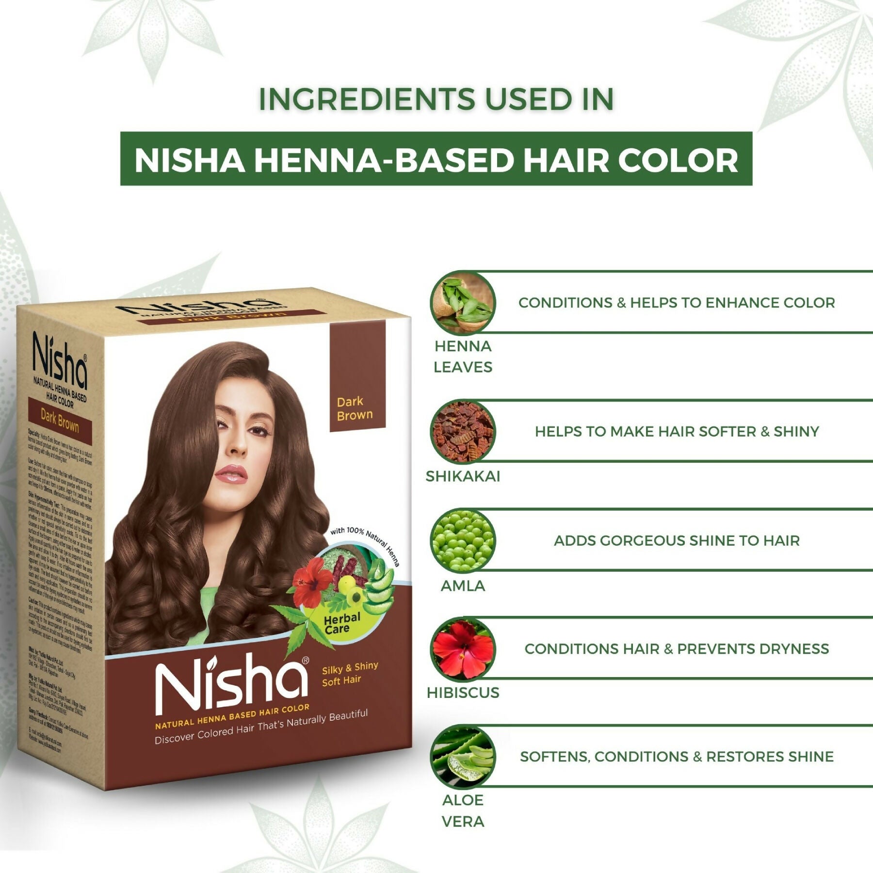 Nisha Henna Based Hair Colour for Women & Men Dark Brown