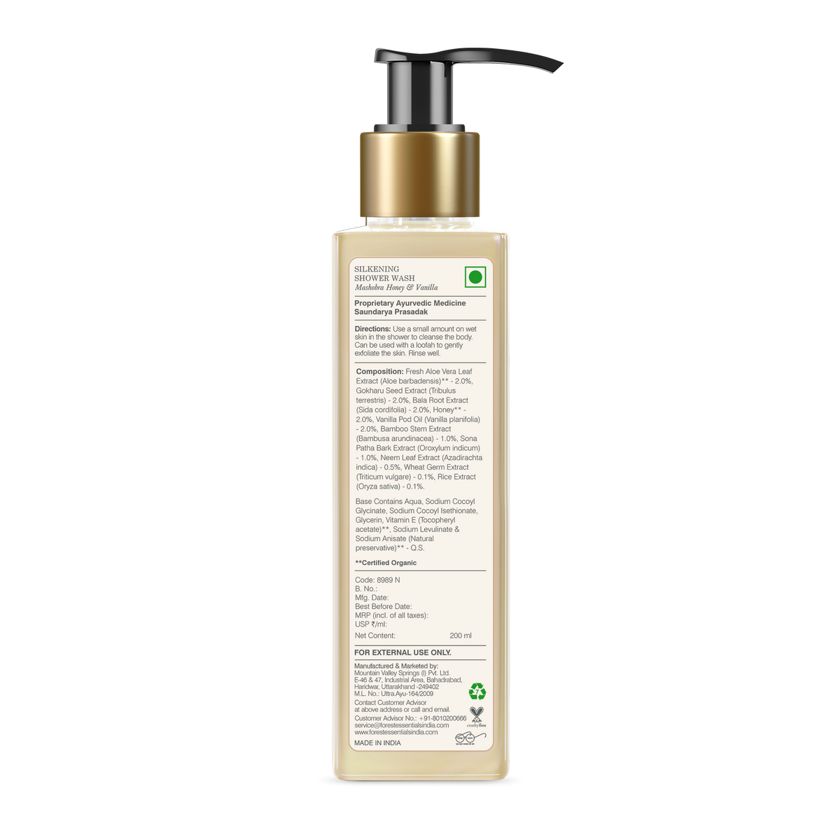 Forest Essentials Silkening Shower Wash Mashobra Honey & Vanilla