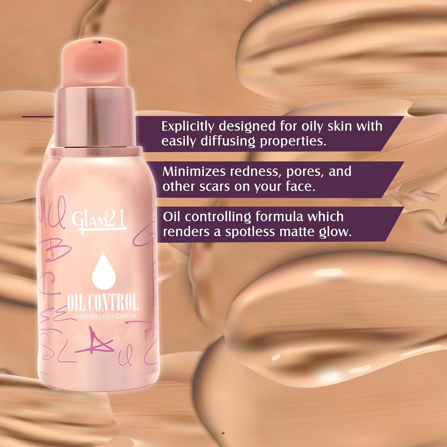 Glam21 Oil Control Hydrating Foundation - 02 Warm Beige