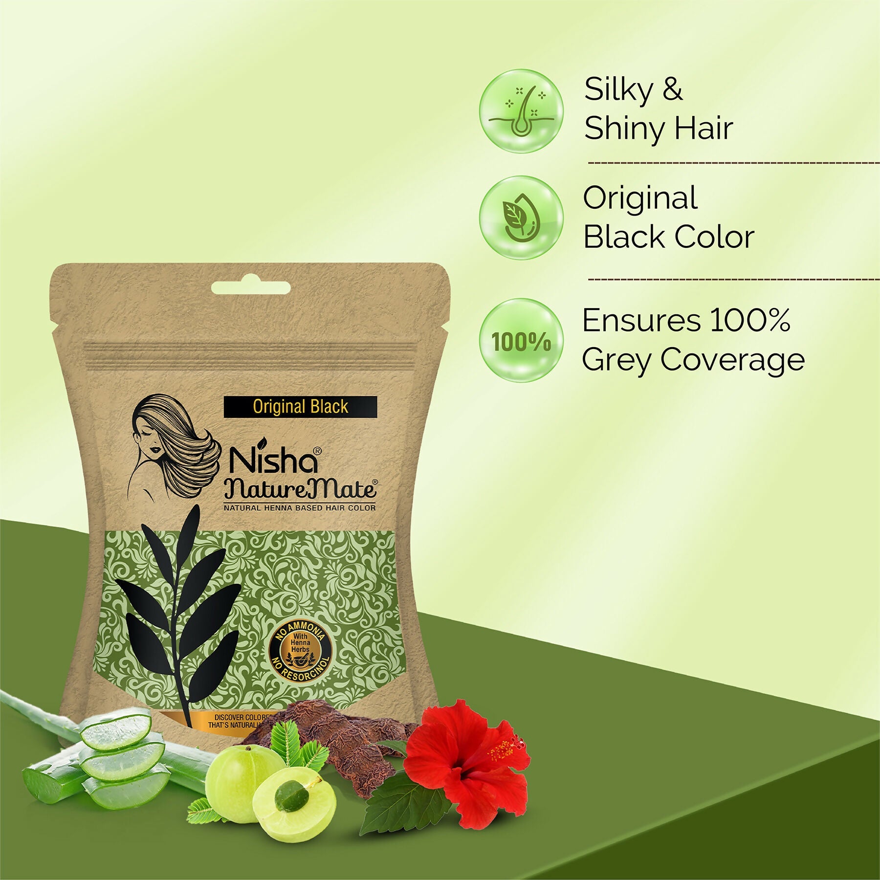 Nisha Hair Colour for Women-Natural Black|100% Pure Henna-Based Powder