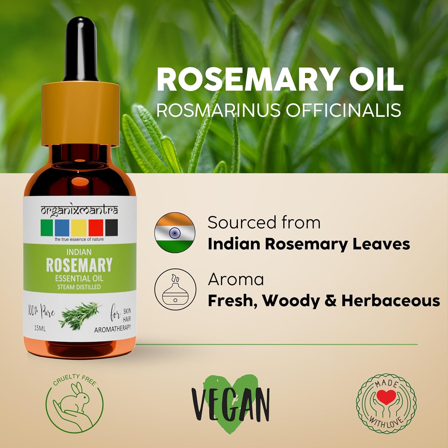 Organix Mantra Rosemary Essential Oil for Hair Growth & Skin Care