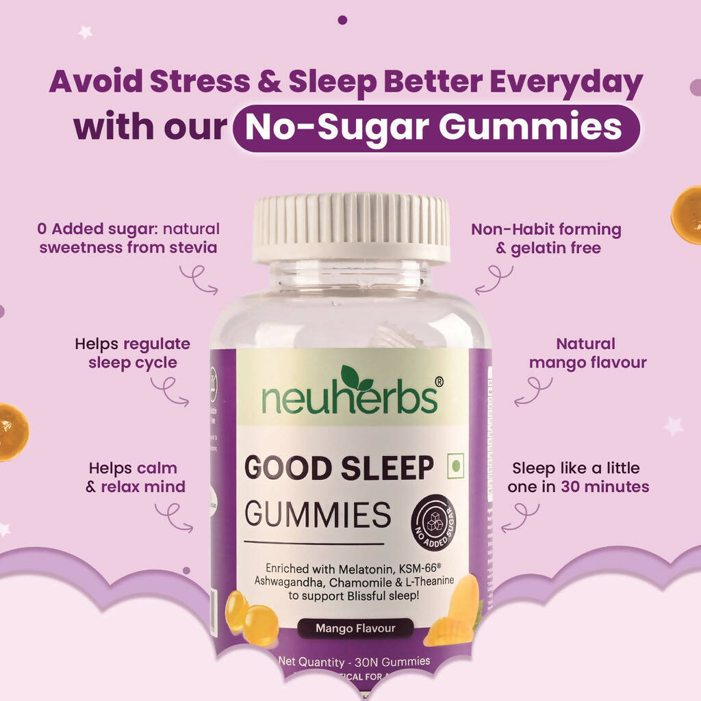 Neuherbs Good Sleep Gummies (No Added Sugar) - Mango Flavor