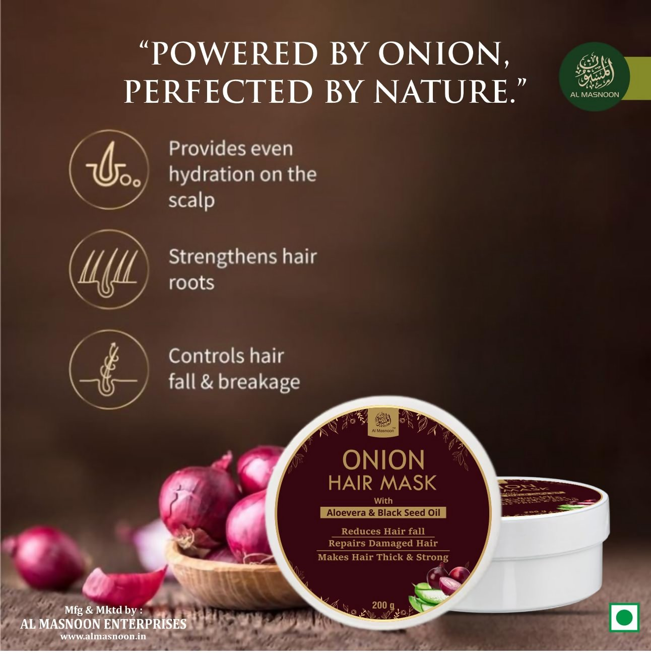 Al Masnoon Onion Hair Mask with Aloe Vera & Black Seed Oil