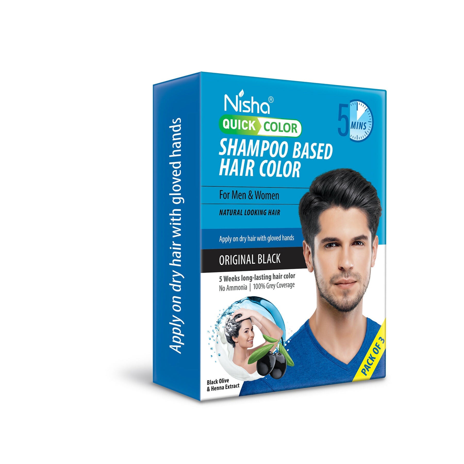Nisha Quick Color Shampoo Hair Color-Original Black