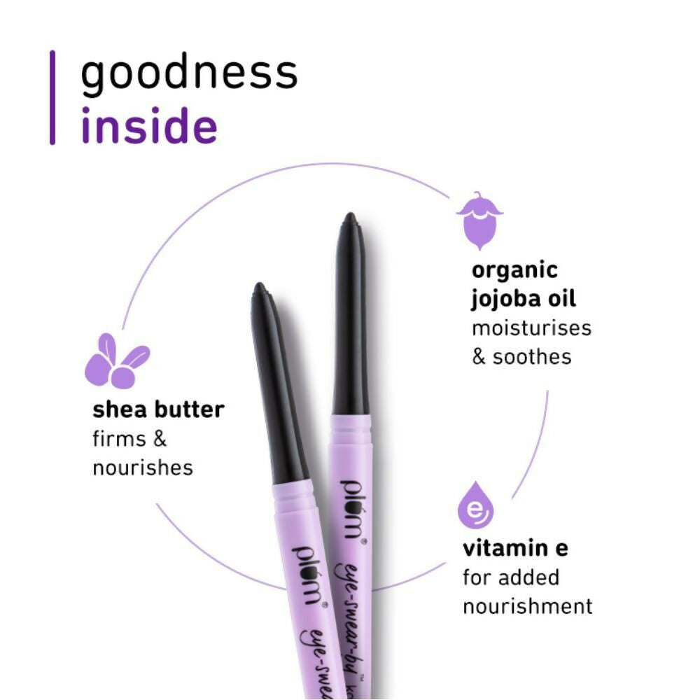 Plum Eye-swear-by Kohl Kajal - Deep Black