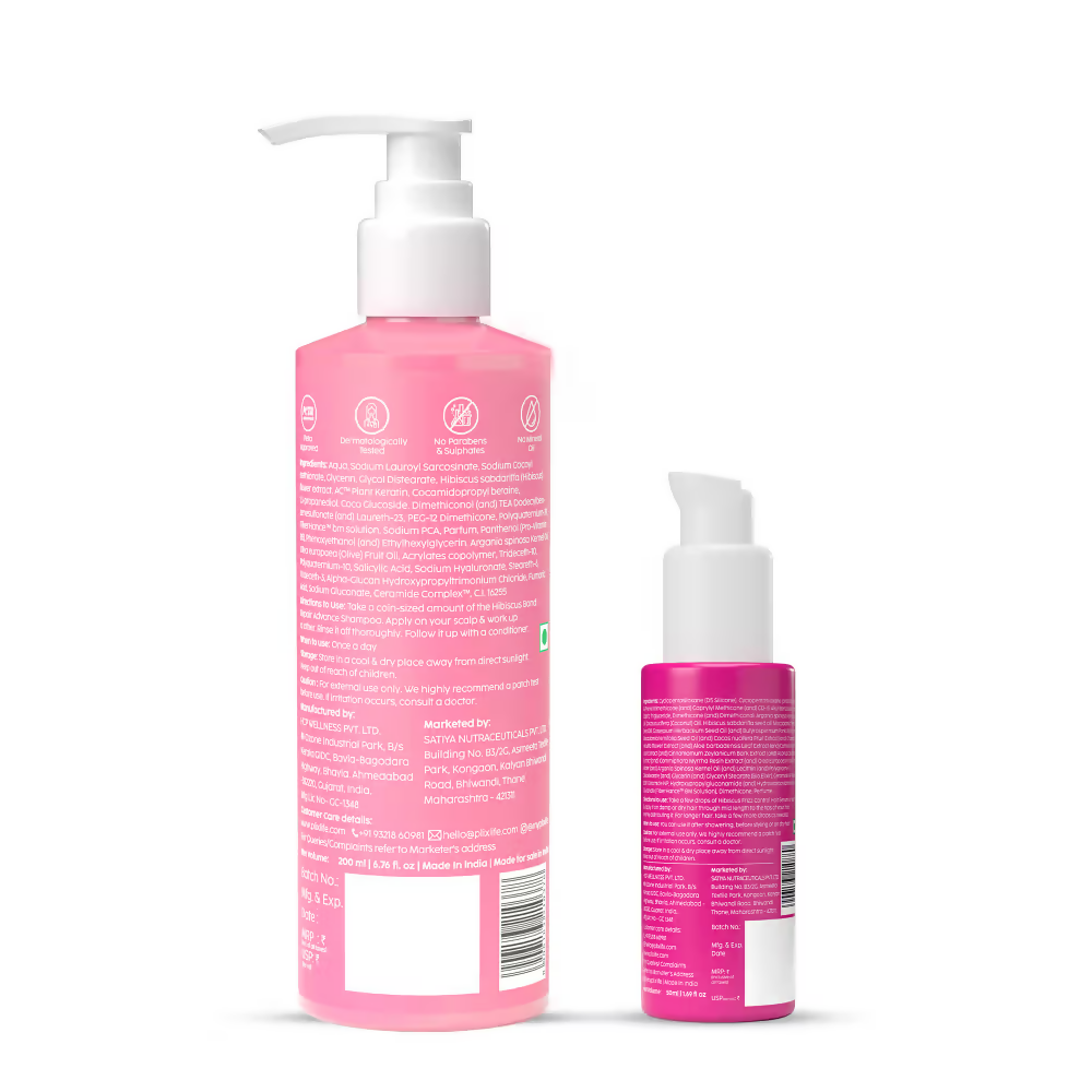 PLIX The Plant Fix Hibiscus Frizz Control Hair Serum + Bond Repair Advanced Shampoo