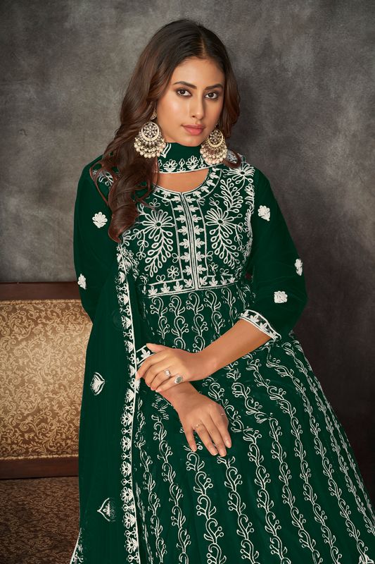 Aastha Green Dupatta with Net top fabric Santoon Net Bottom fabric
