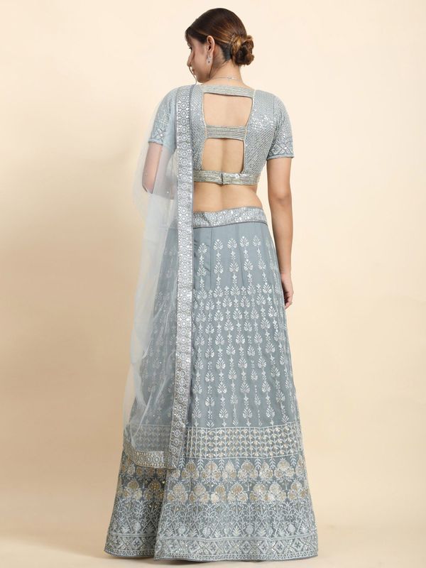 Aastha fashion off grey Lehenga Choli with faux georgette blouse fabric