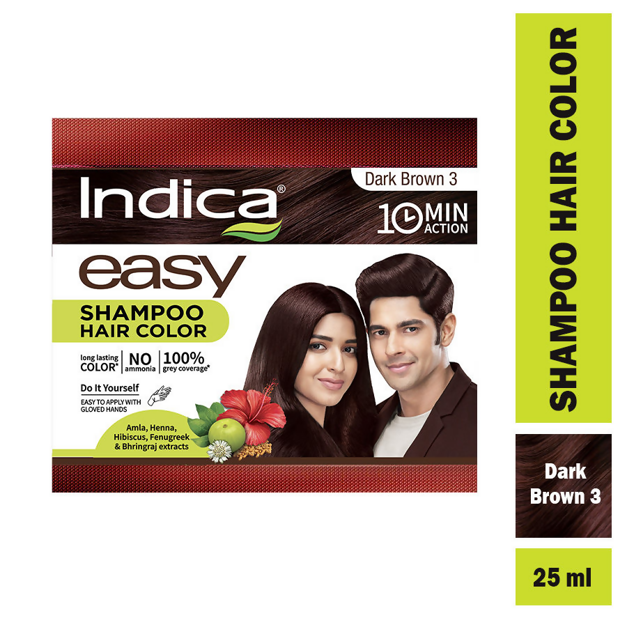 Indica Easy Hair Color Shampoo Dark Brown 3