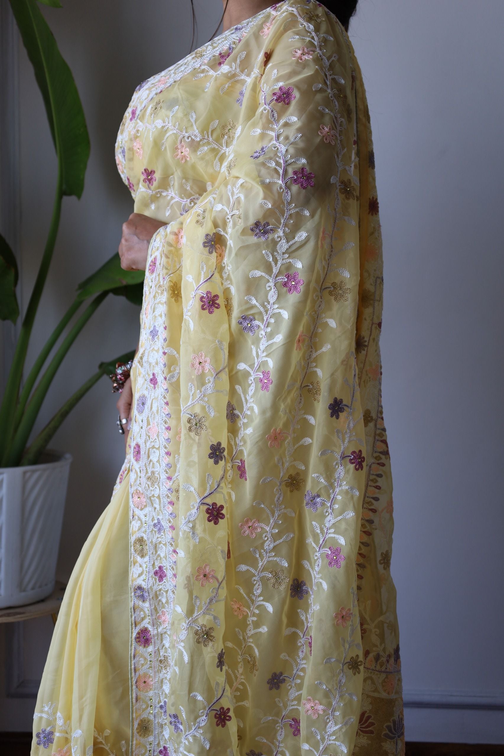 Aastha Yellow Heavy Soft Organza blouse fabric