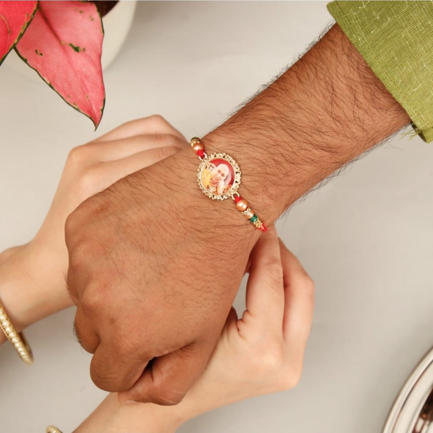 Guruji Design Rakhi (Red & Yellow)