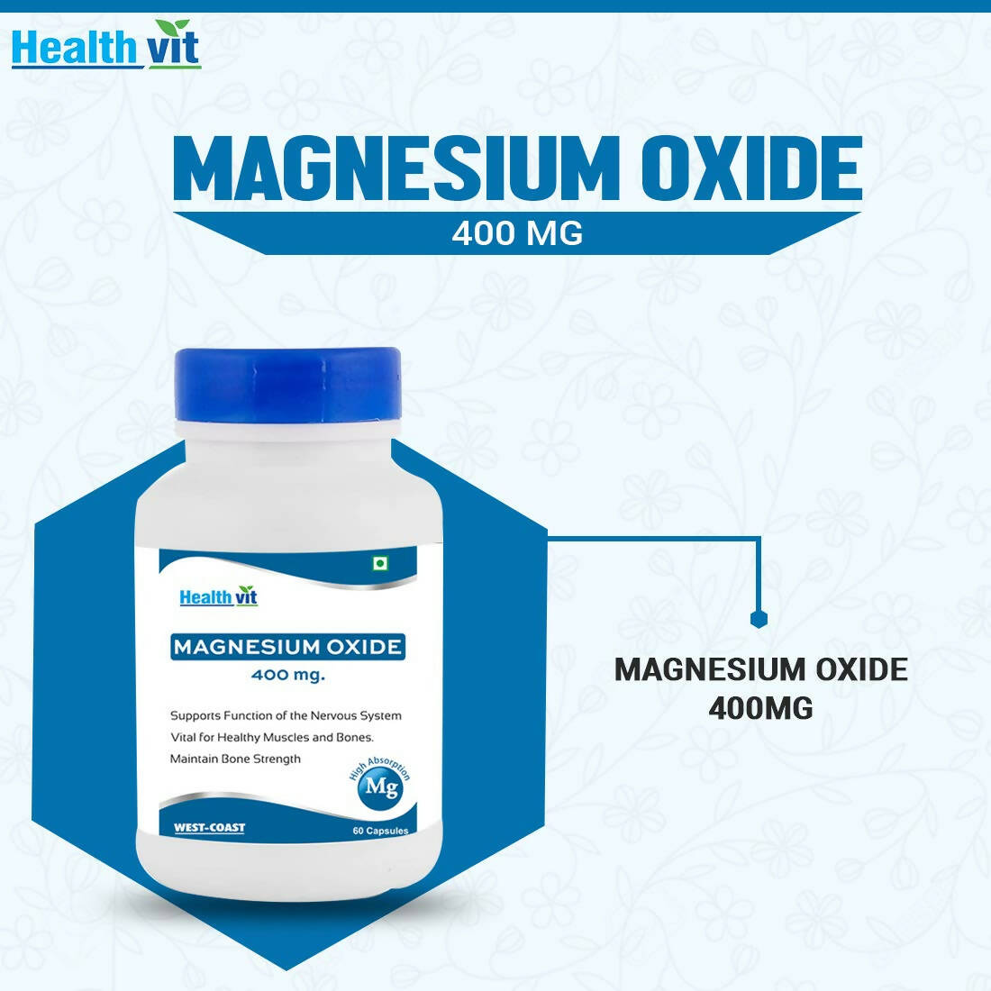 Healthvit Magnesium Oxide 370mg Capsules