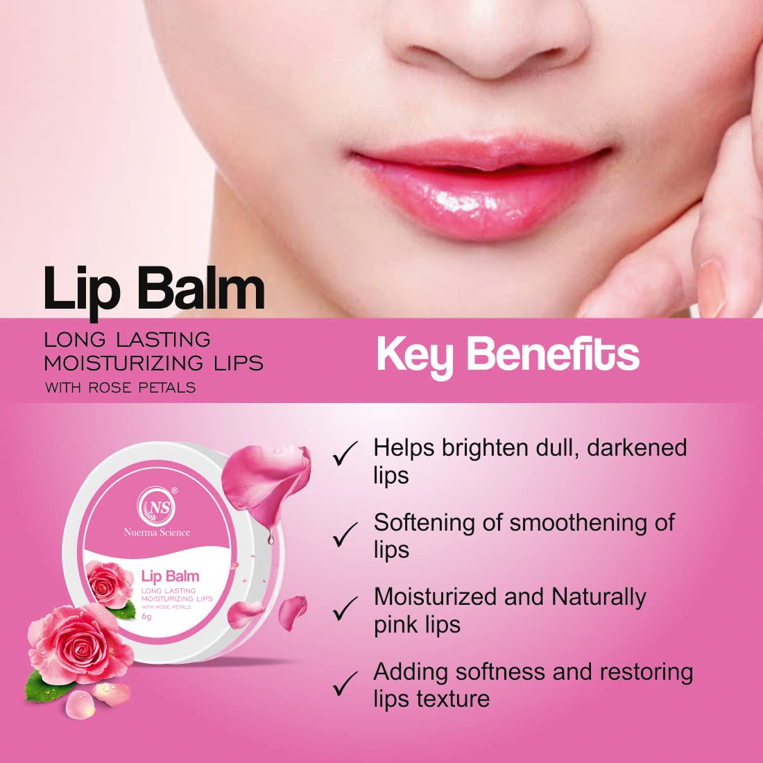 Nuerma Science Rose Petals Lip Balm | Long Lasting Moisturizing Lips