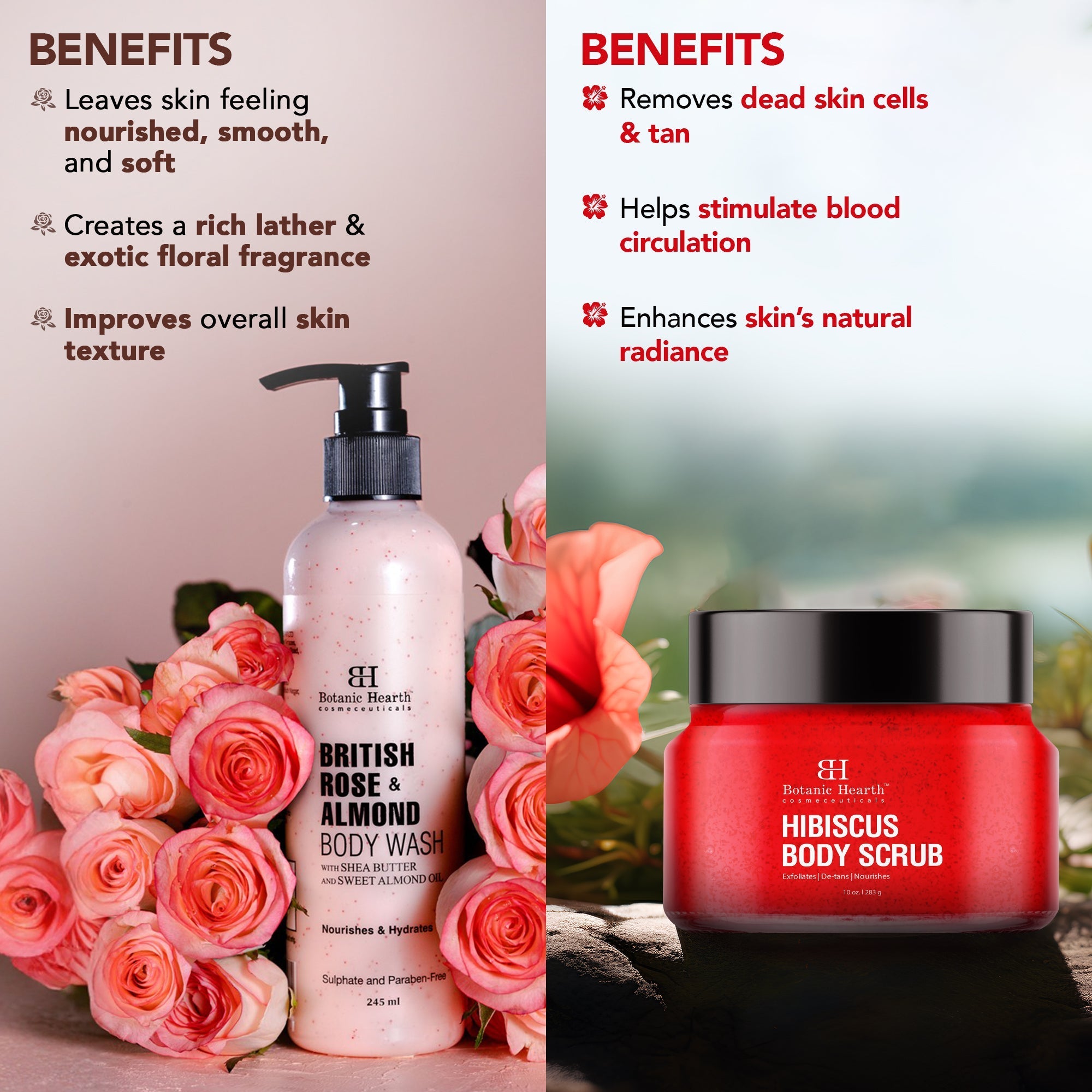 Botanic Hearth British Rose & Almond Body Wash
