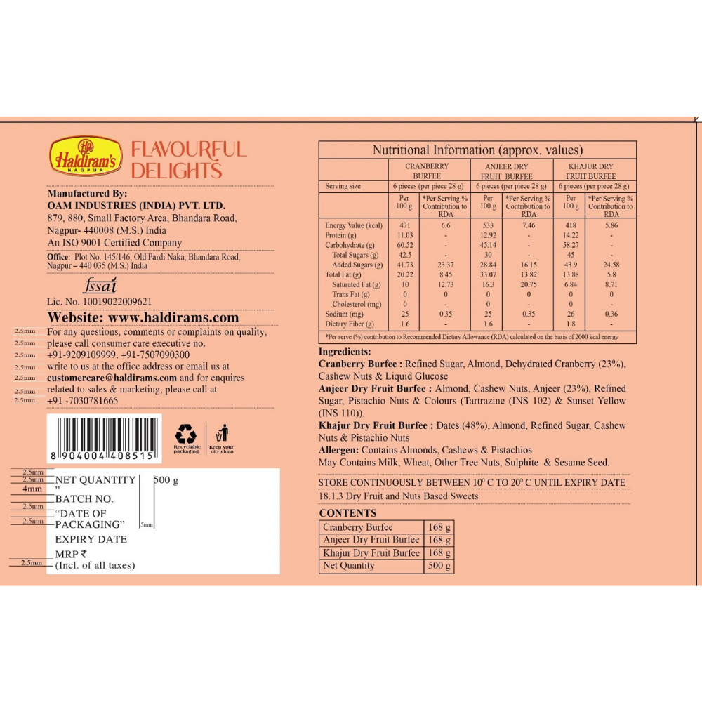 Haldiram's Flavourful Delights - Assorted Dry Fruits Burfee