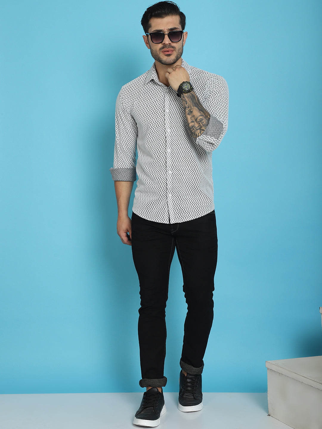 Woven Design Cotton Shirt for Men
