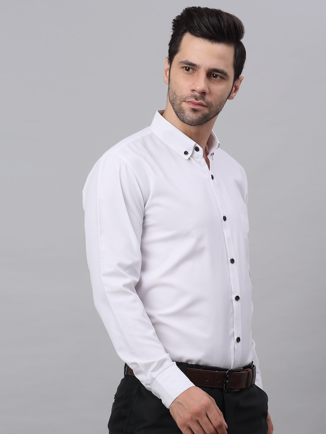 Indian Needle Men's Cotton Solid Button Down Formal Shirts