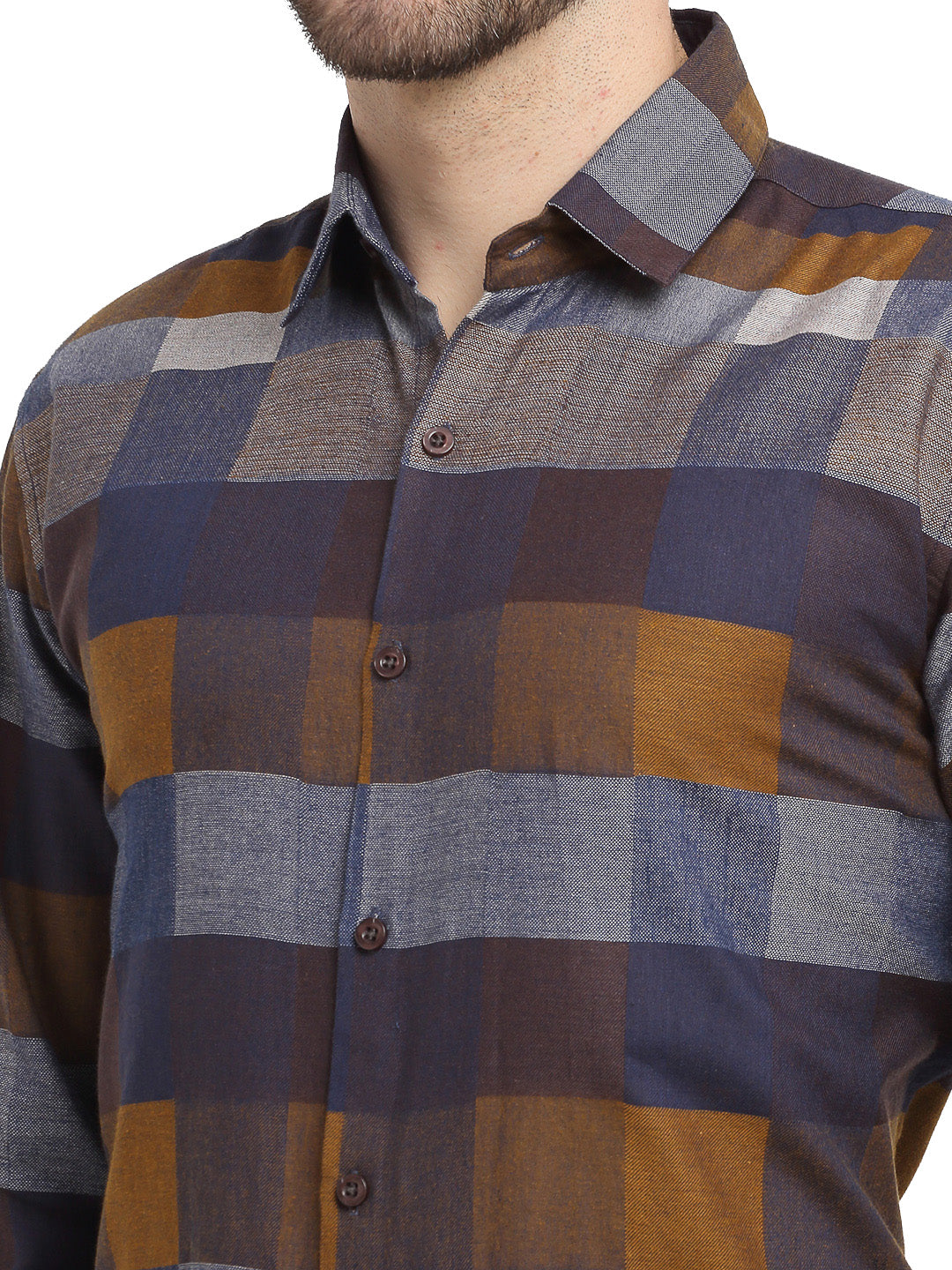 Indian Needle Multicolor Men's Checked Cotton Formal Shirt