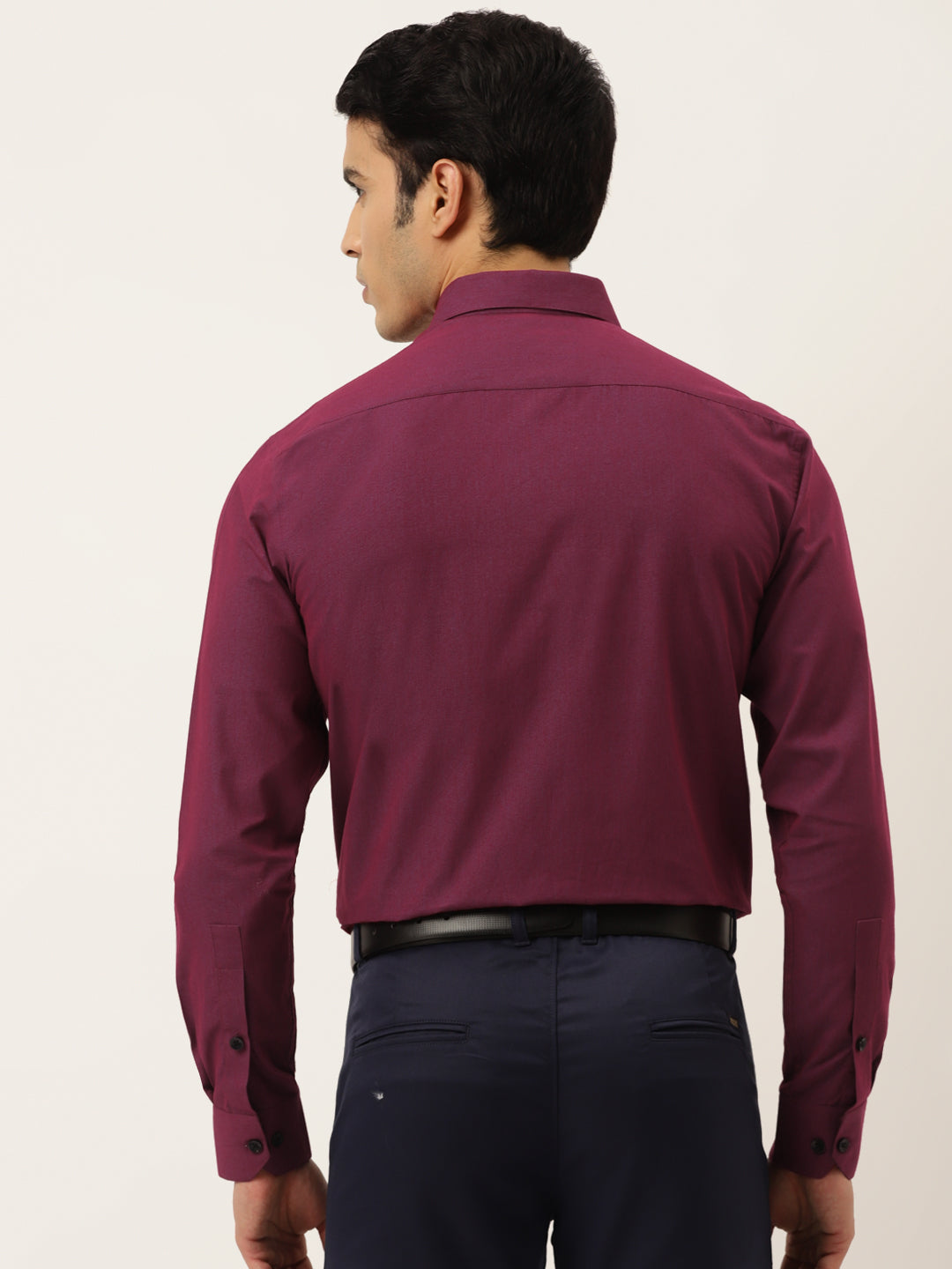 Indian Needle Men's Solid Formal Cotton Shirt