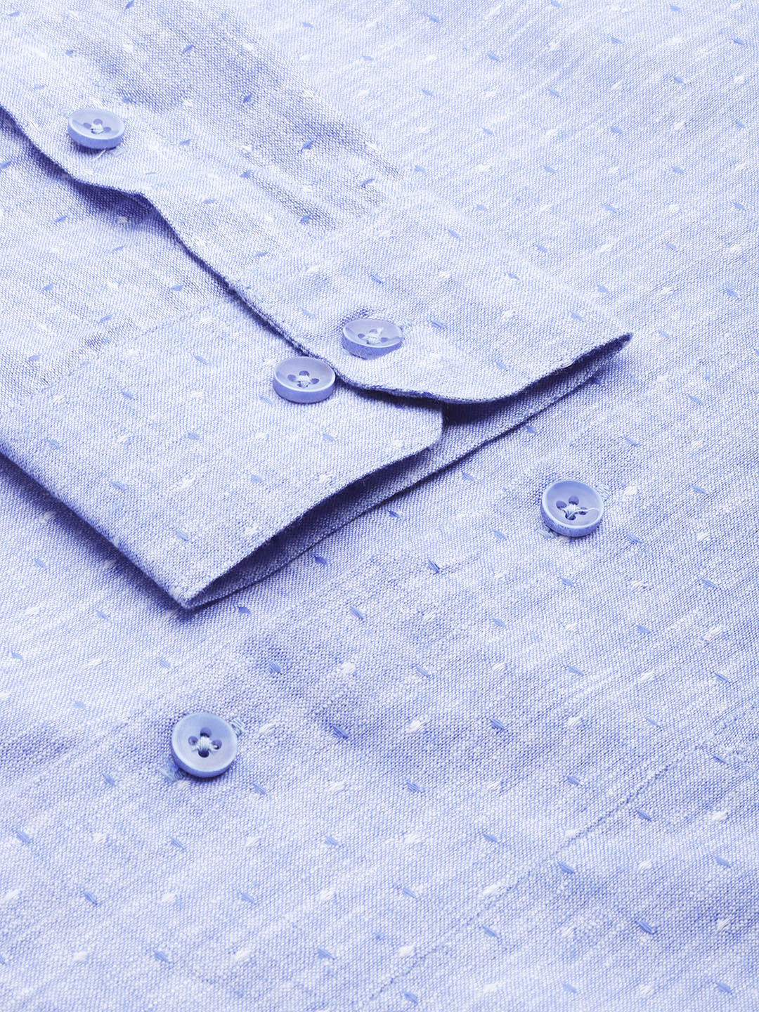 Jainish Men's Linen Cotton Polka Dots Formal Shirts ( SF 794Blue )