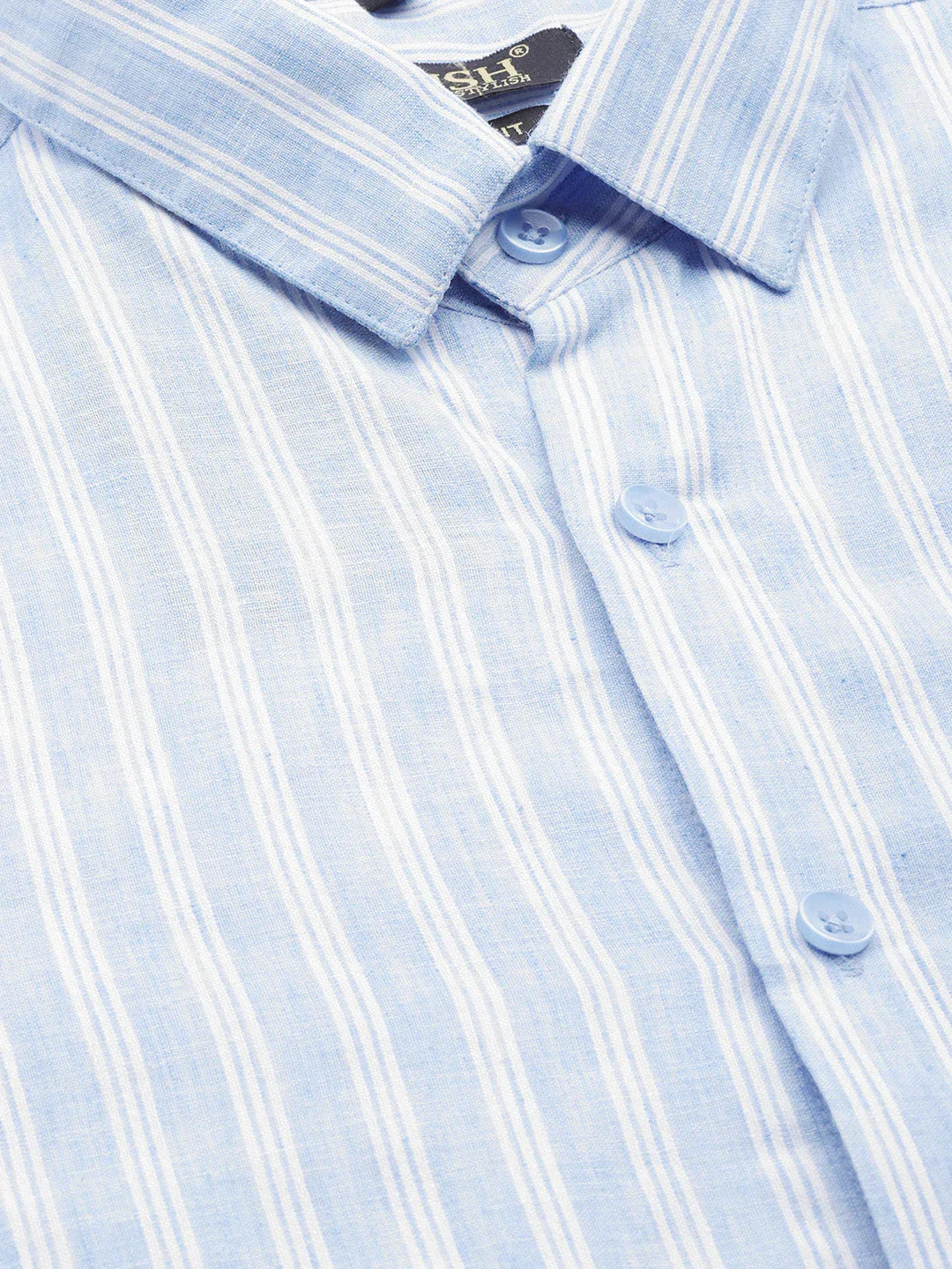 Jainish Men's Cotton Striped Formal Shirts ( SF 795Light-Blue )