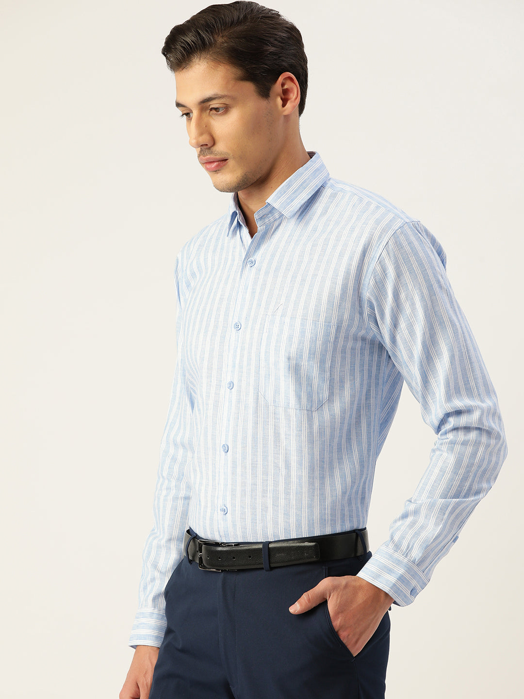 Indian Needle Men's Cotton Striped Formal Shirts