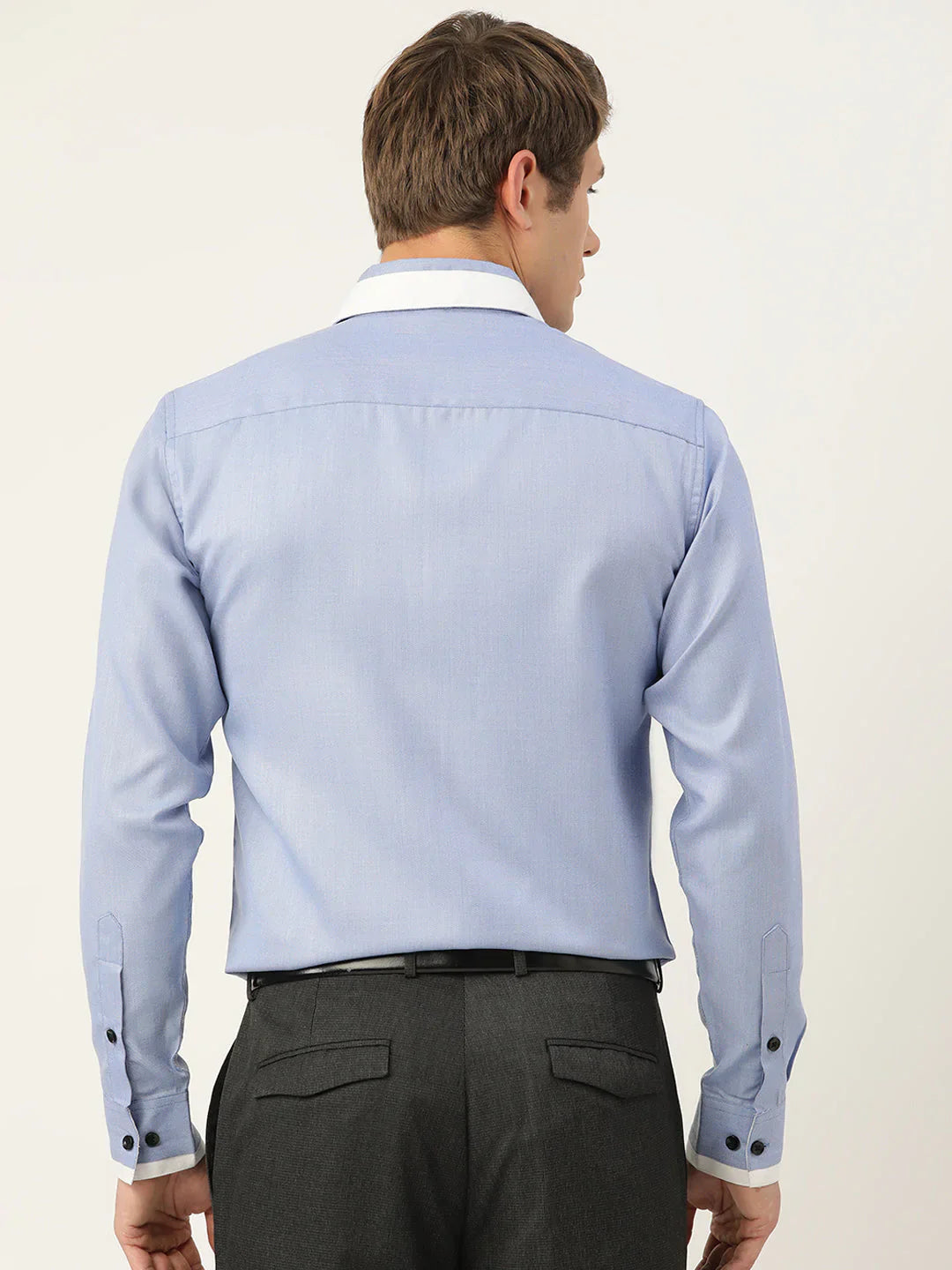 Jainish Men's Cotton Solid Formal Shirts ( SF 796Blue )