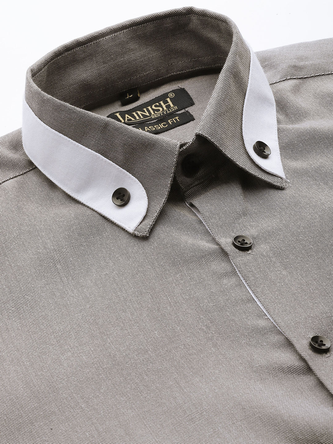 Jainish Men's Cotton Solid Formal Shirts ( SF 796Charcoal )