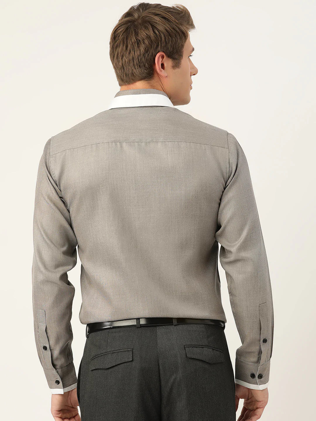 Jainish Men's Cotton Solid Formal Shirts ( SF 796Charcoal )