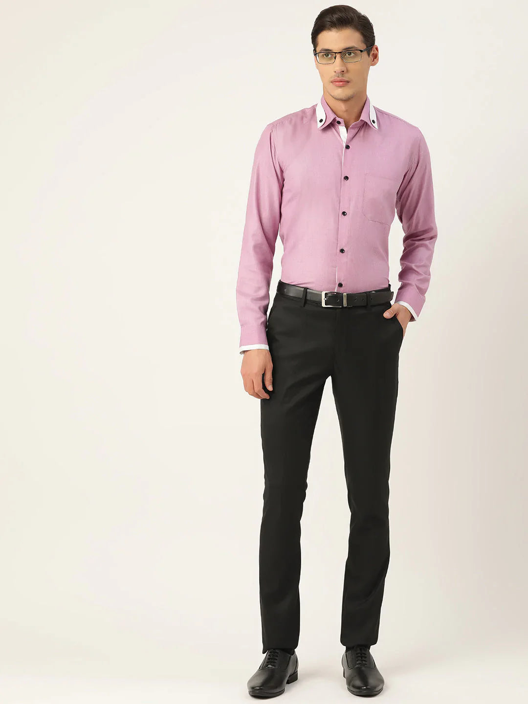 Jainish Men's Cotton Solid Formal Shirts ( SF 796Purple )