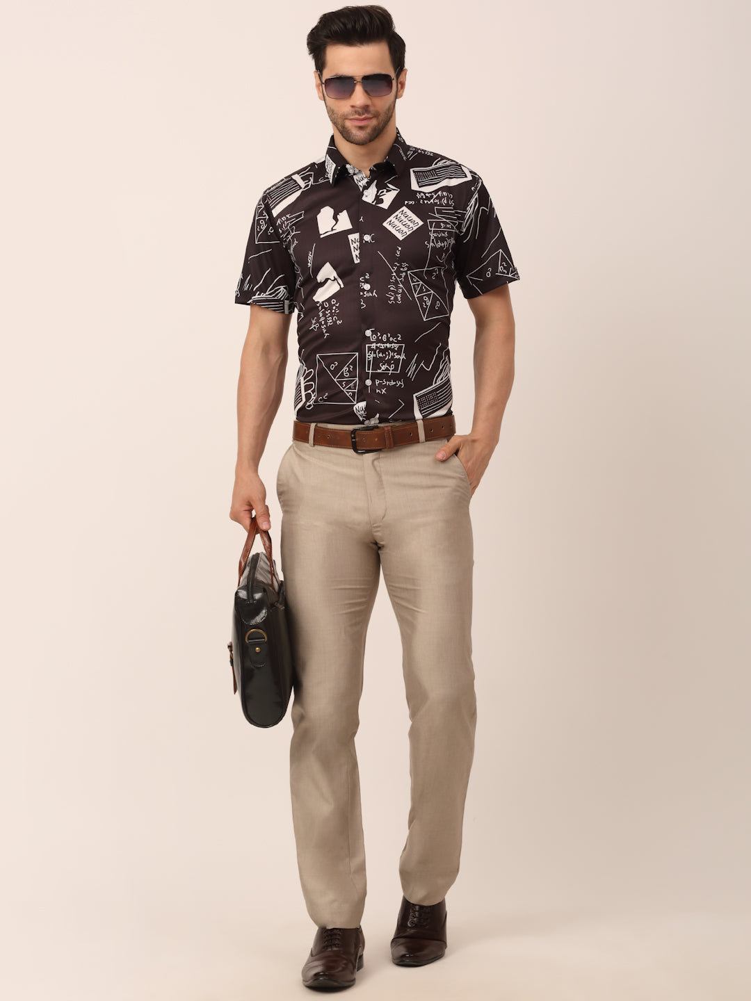 Indian Needle Men's Lycra Printed Half Sleeve Formal Shirts