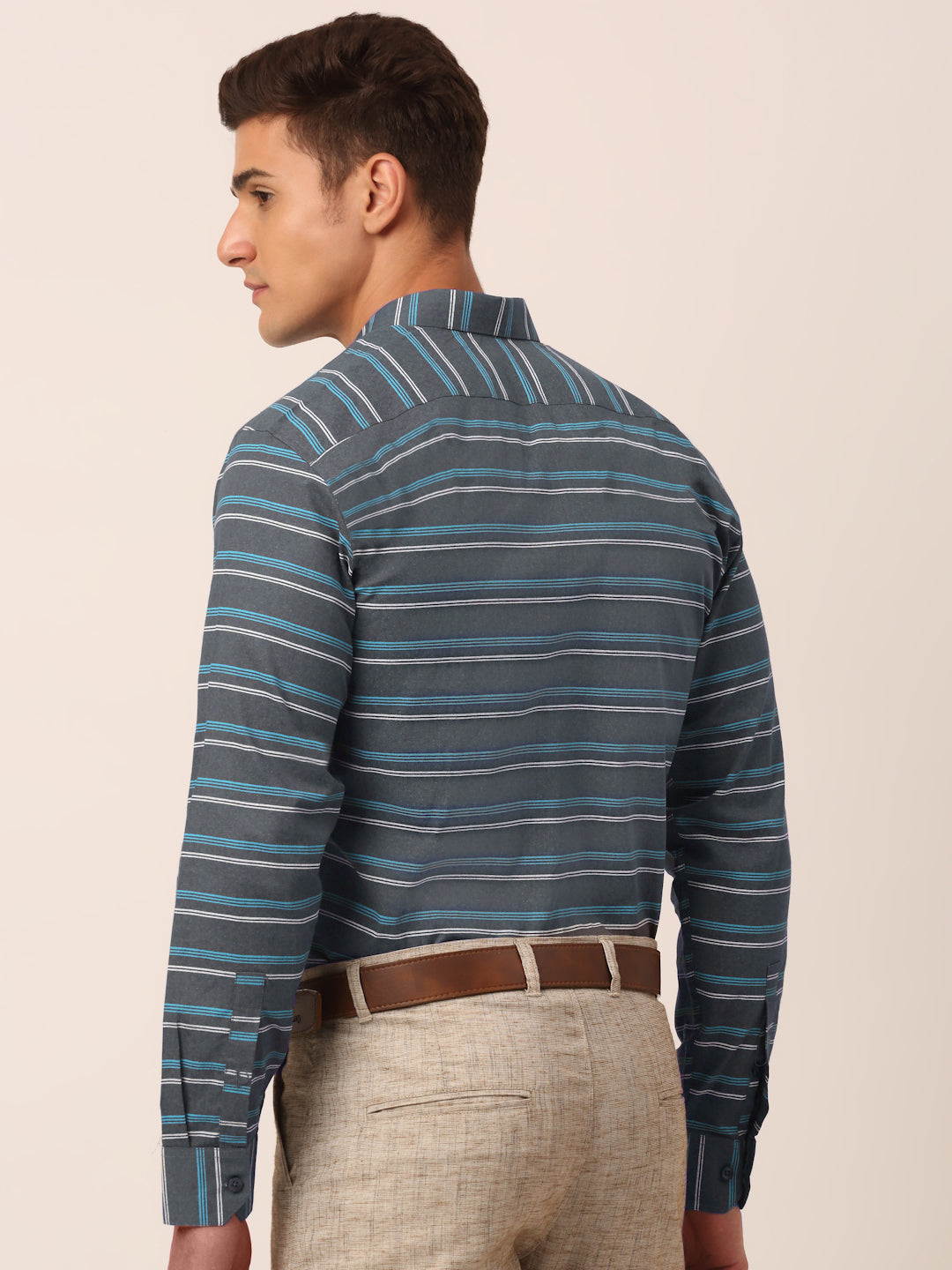Indian Needle Men's Cotton Striped Formal Shirts