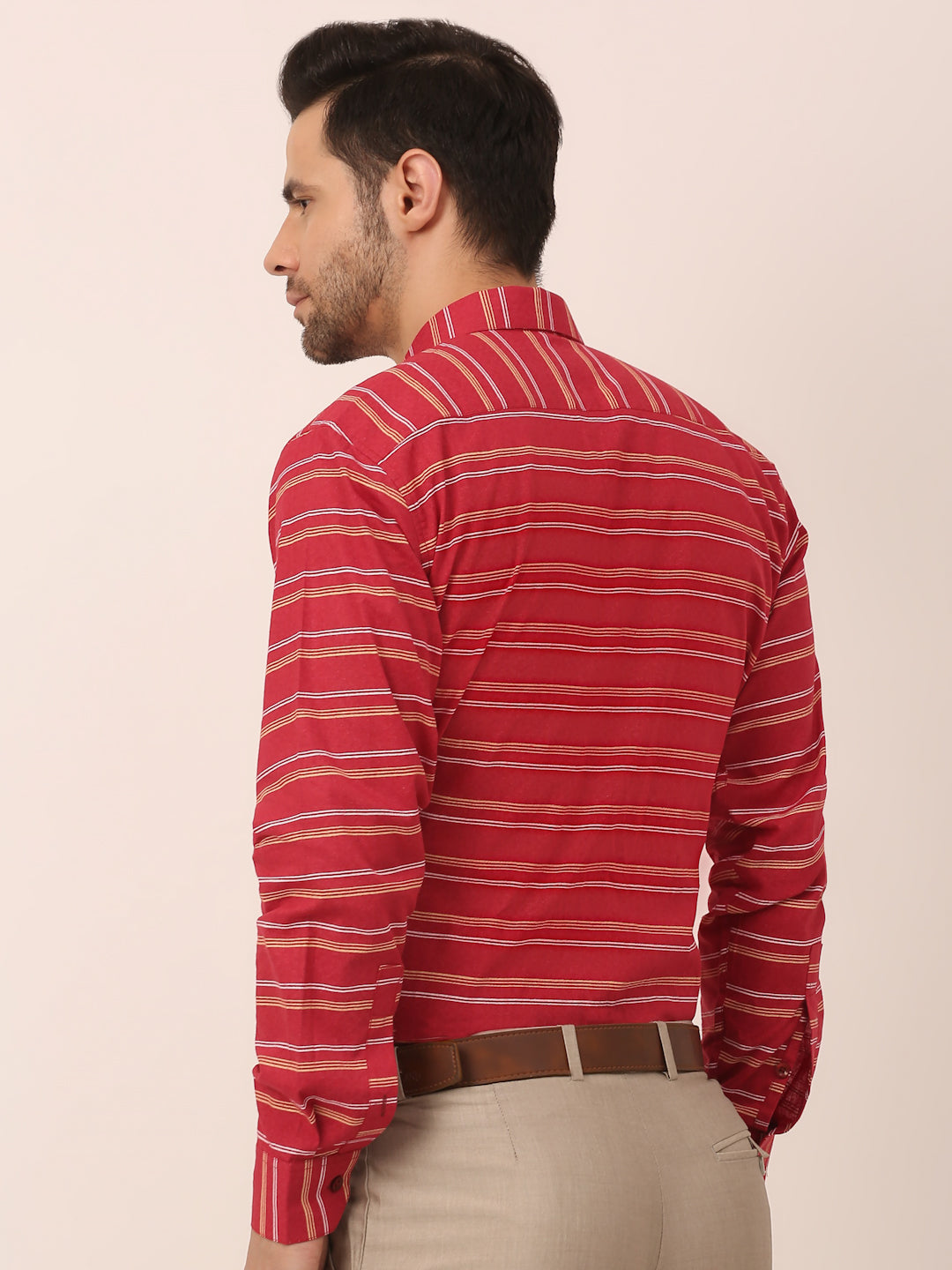 Indian Needle Men's Cotton Striped Formal Shirts
