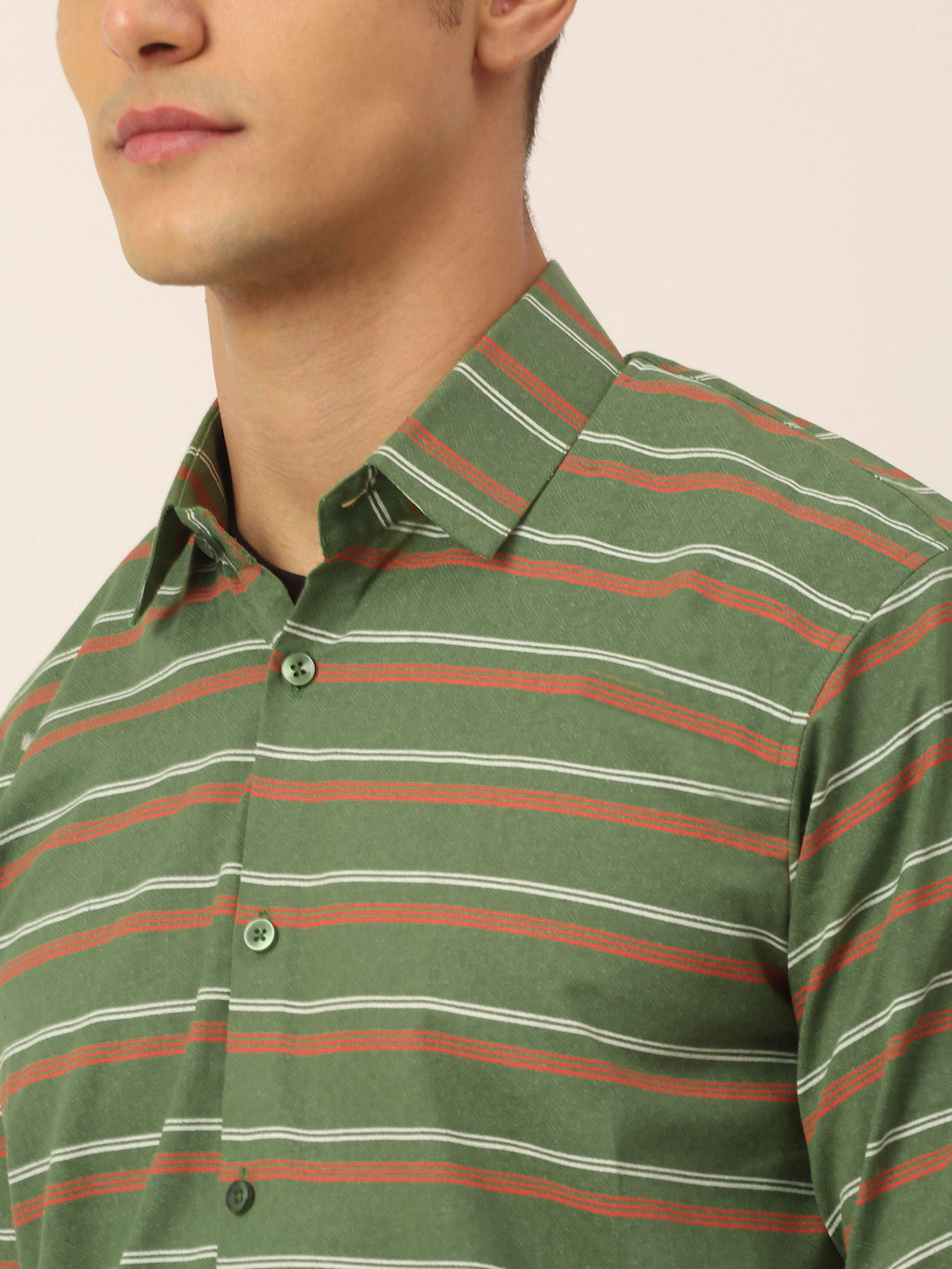 Indian Needle Men's Cotton Striped Formal Shirts