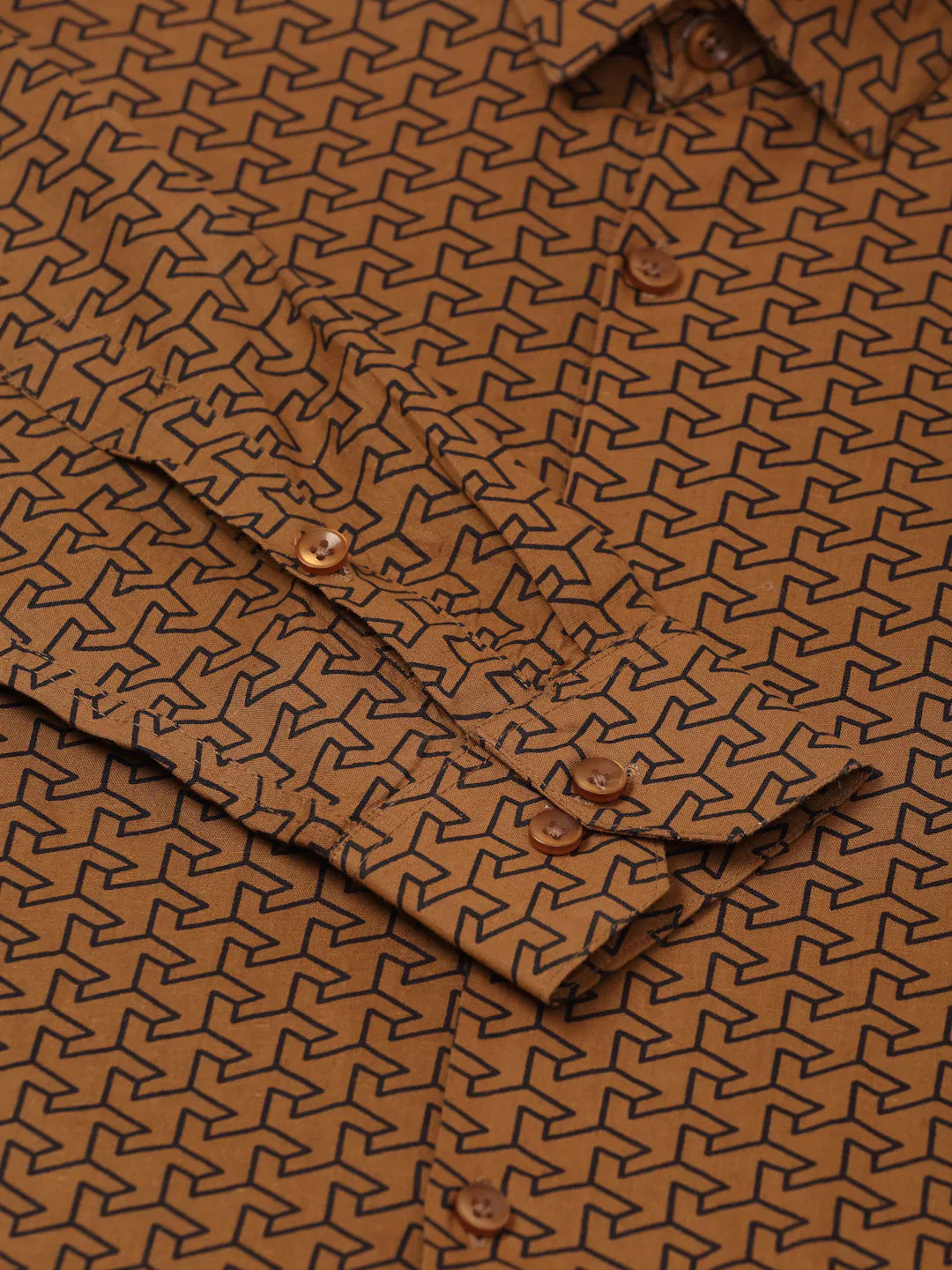 Jainish Men's Cotton Printed Formal Shirts ( SF 821Beige )