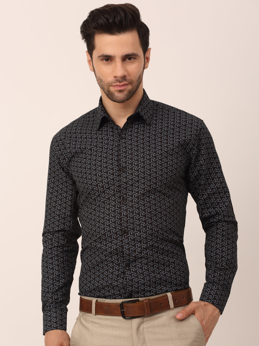 Indian Needle Men's Cotton Printed Formal Shirts