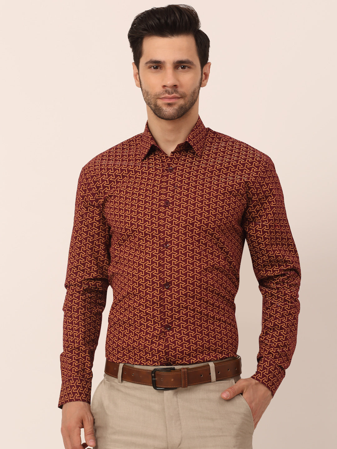 Indian Needle Men's Cotton Printed Formal Shirts