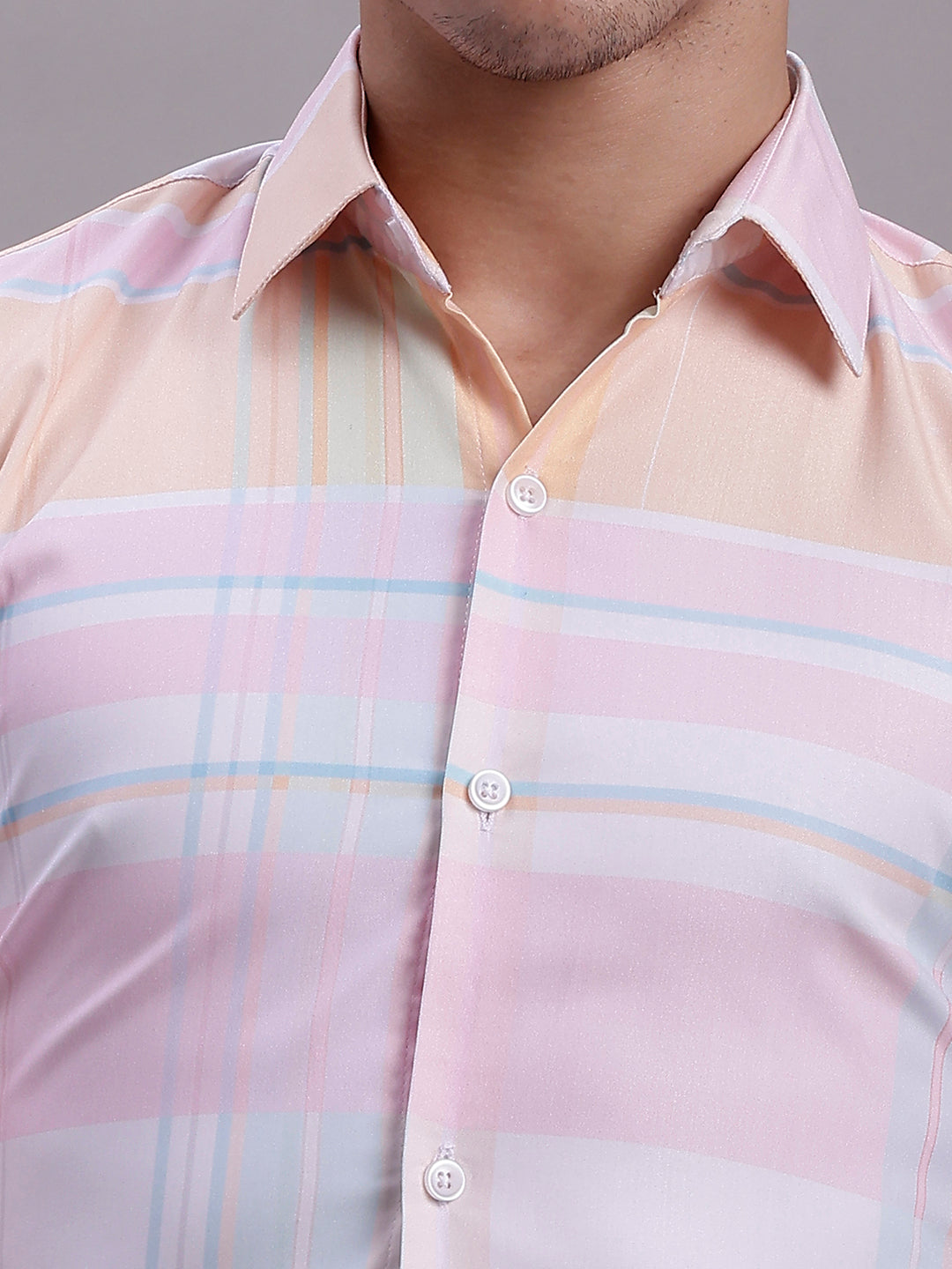 Men's Cotton Blend Checked Formal Shirt