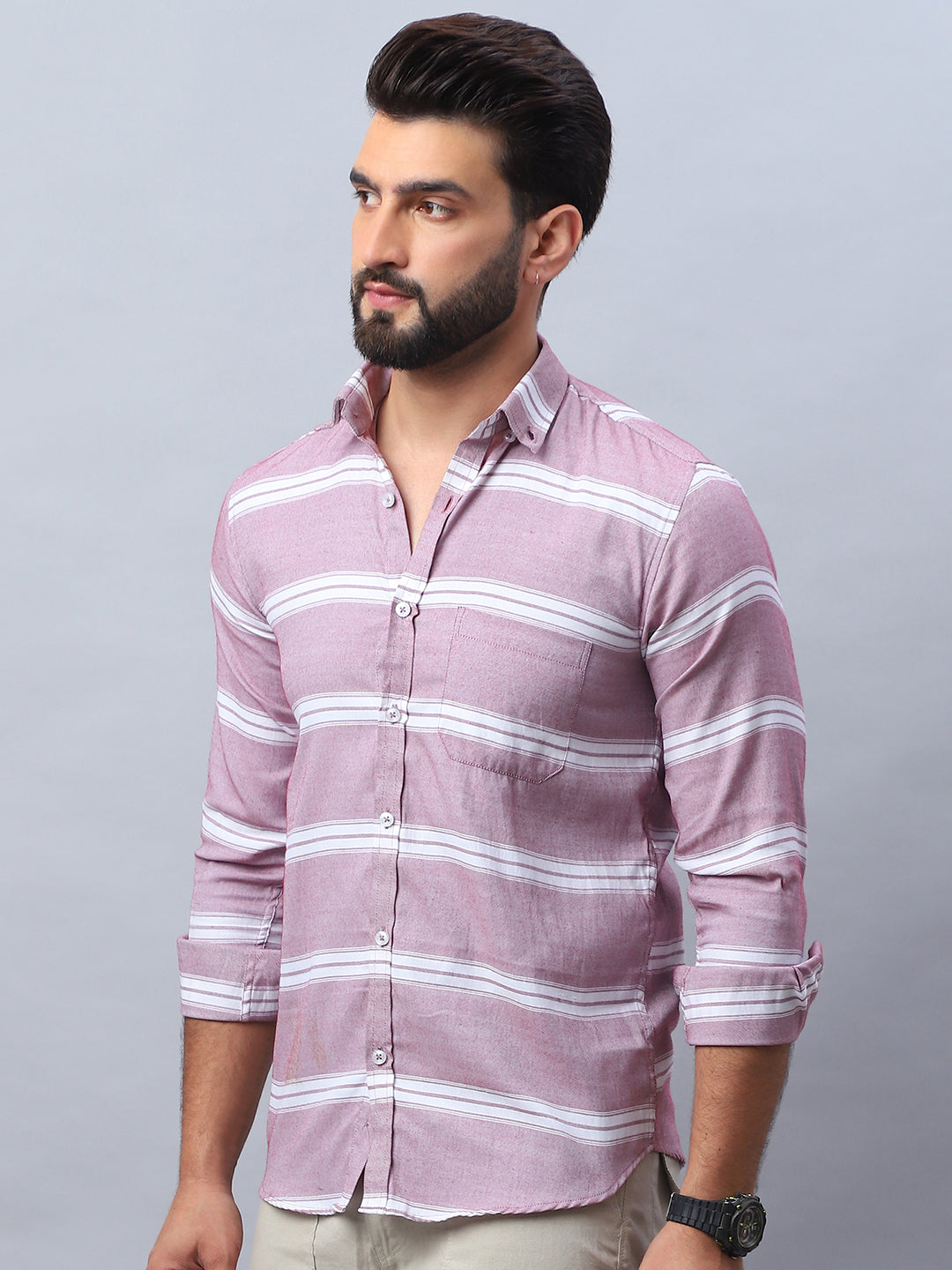 Striped Cotton Casual Shirt For Men