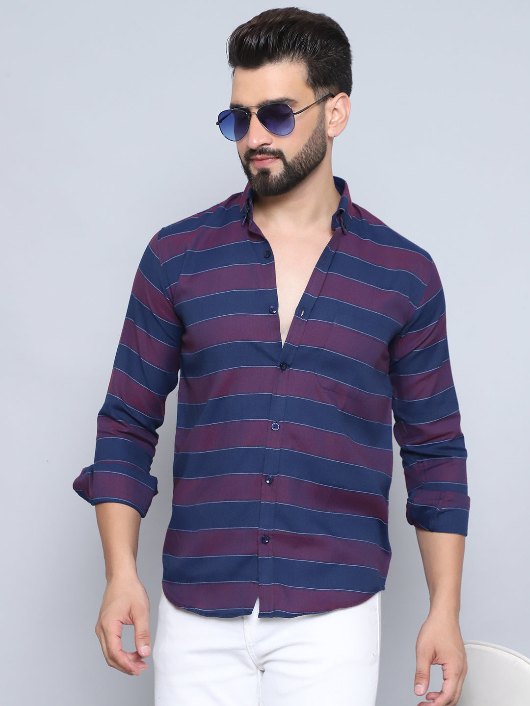 Striped Regular Fit Casual Shirt For Men
