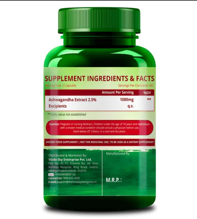 Himalayan Organics Ashwagandha Ingredients