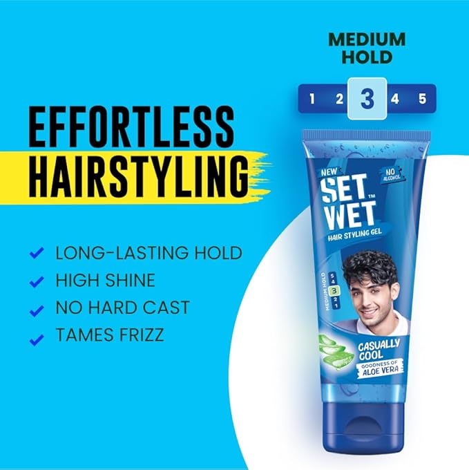 Set Wet Styling Hair Gel for Men cool (Medium Hold)
