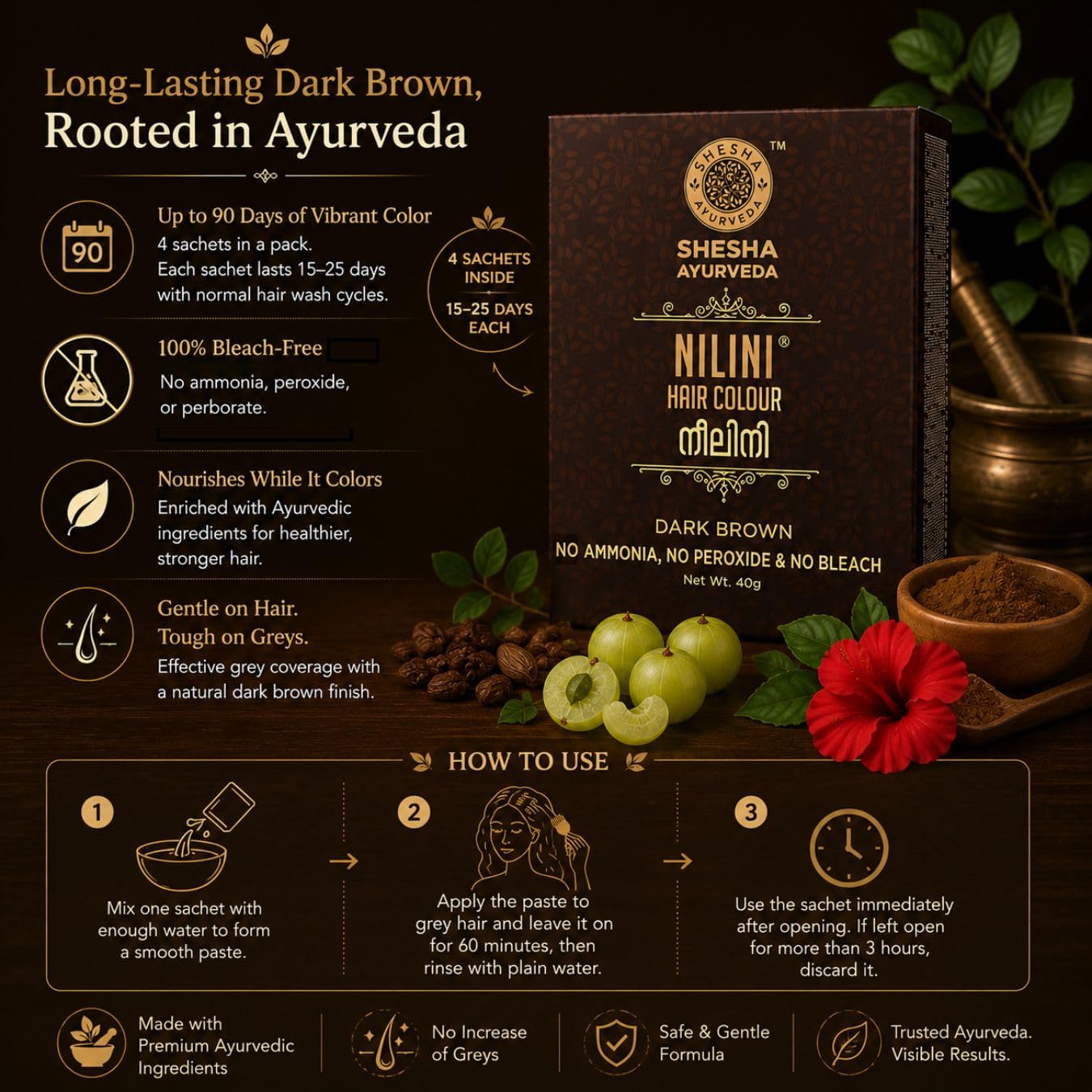 Shesha Ayurveda Nilini Ayurvedic Hair Colour - Dark Brown