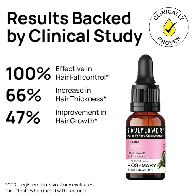 Soulflower Rosemary Essential Oil for Hair Growth Nourishment, Skin Care