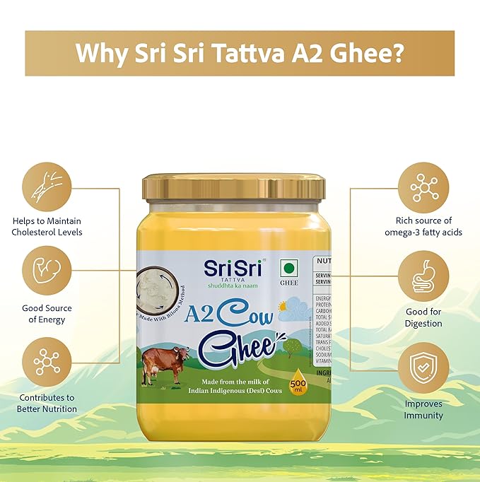Sri Sri Tattva | A2 Ghee | A2 Desi Ghee for Better Digestion and Immunity - 500 Ml