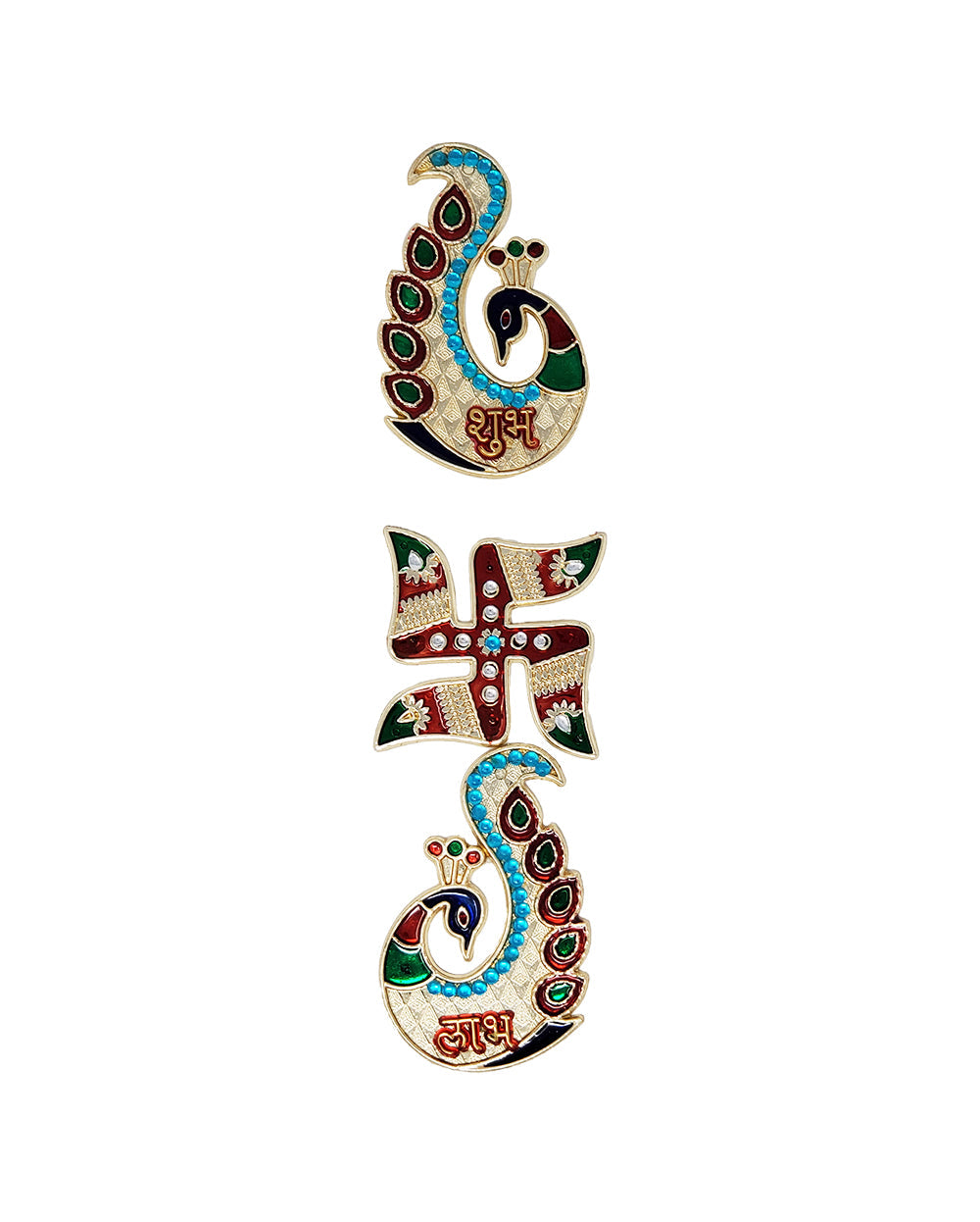Shubh Labh Swastik Peacock Stickers