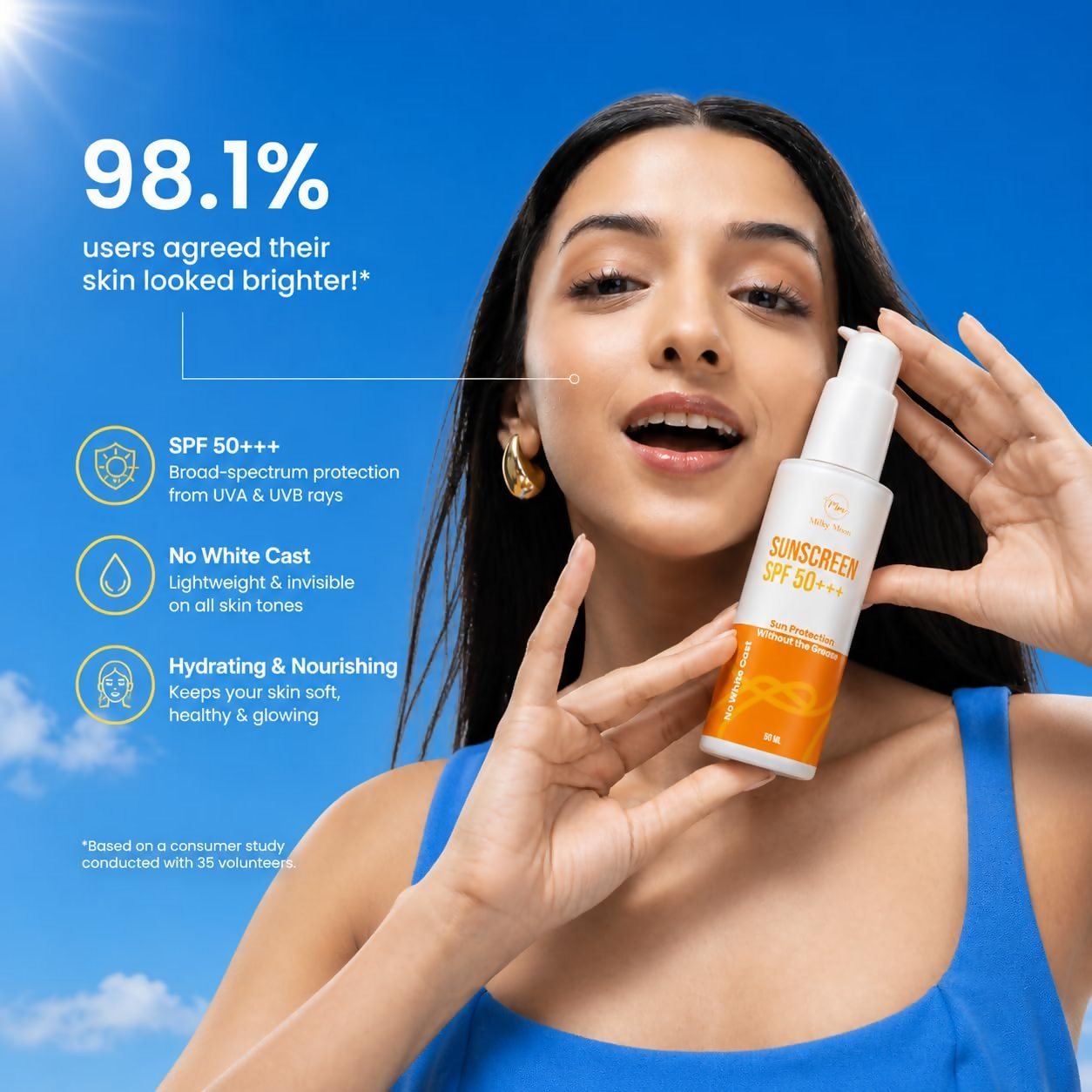 Milky Moon Sunscreen For Oily Skin Spf 50 Pa+++ Lightweight & Non-Greasy